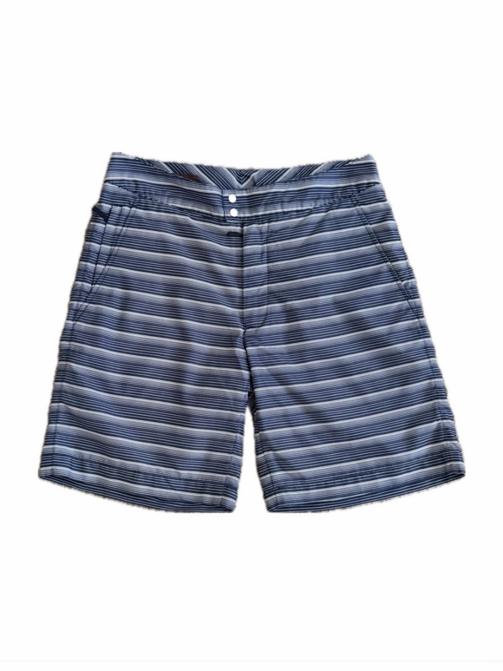 Perry Ellis Navy and White Striped Swim Trunks